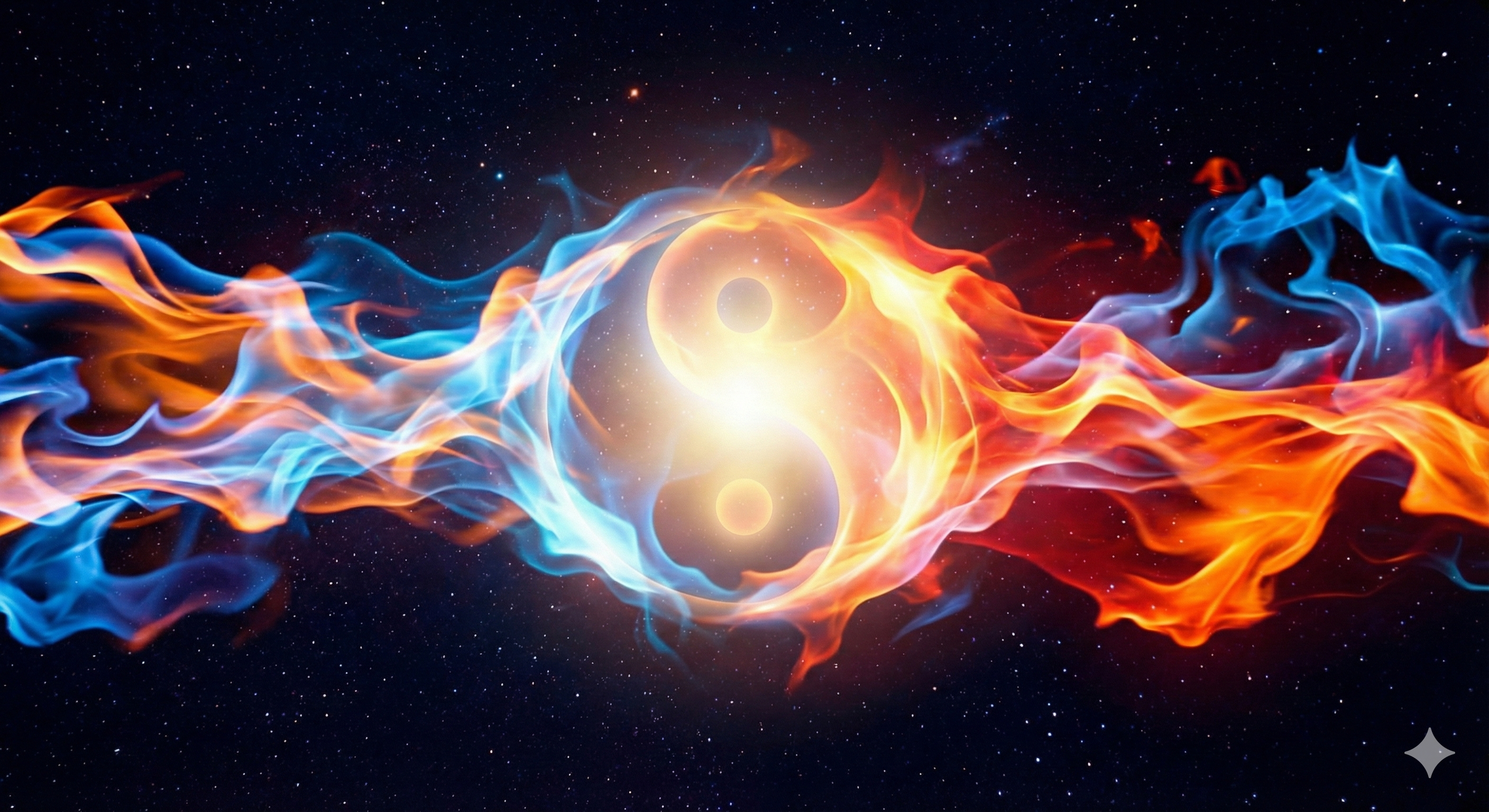 A mystical image of two separate but reflective figures, symbolizing twin flames and mirror souls.